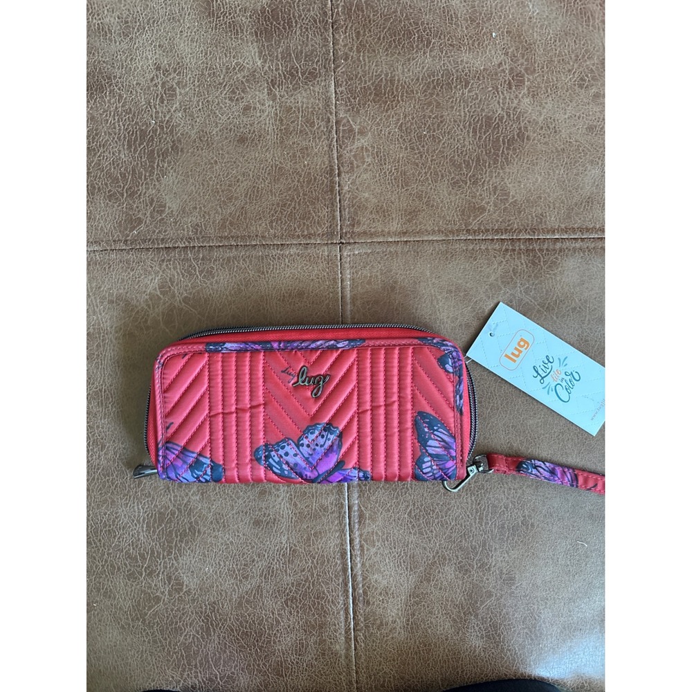 Lug Straddle Wallet Women OS Red NWT Butterfly Quilted Crossbody Wristlet